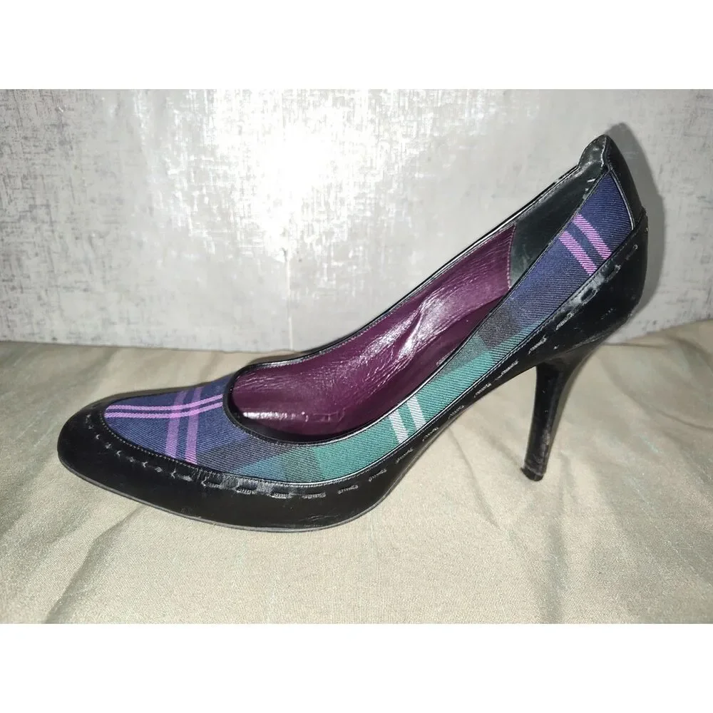 Escada Women's Plaid Multicolor Heels Sz 39.5